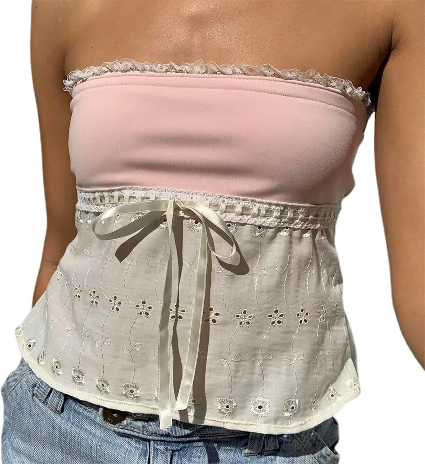 Women Y2K Backless Crop Top Vintage Sexy Tie Up Spaghetti Strap Camisole Summer Cute Mini Vest E-Girl Streetwear
