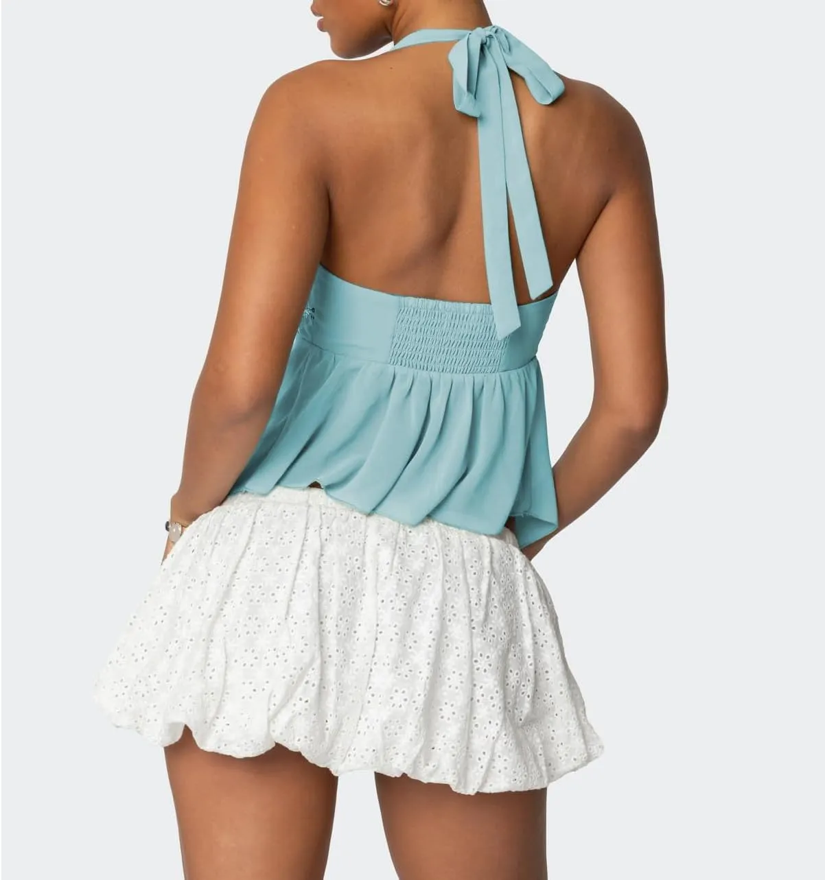 Women Y2K Sequin Cami Tops Sleeveless Scoop Neck Chiffon Patchwork Sparkly Halter Crop Top Split Front Glitter Tank