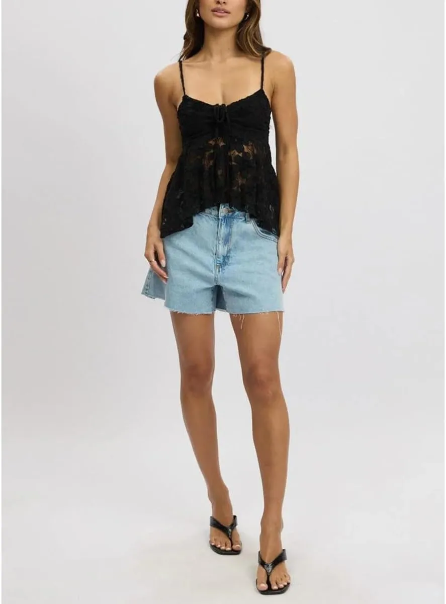 Womens Y2k Lace Crop Tops Vintage Fairy Ruched Ruffle Holiday Beach Going Out Streetwear Casual Camisole