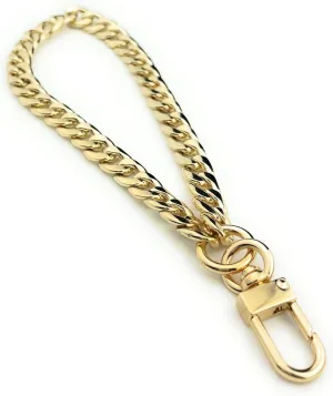 Wrist Strap Wristlet Chain Curb (9mm) Curb Wristlet Chain for Handbag Chain Accessories [Gold]
