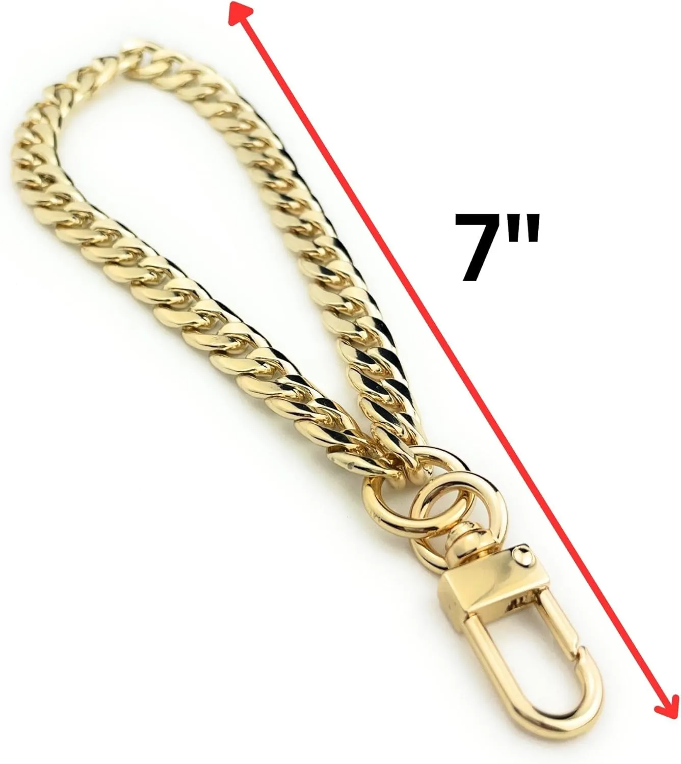 Wrist Strap Wristlet Chain Curb (9mm) Curb Wristlet Chain for Handbag Chain Accessories [Gold]