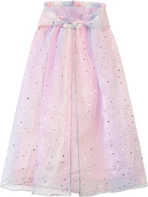 XEPST Princess Hooded Cape With Colorful Cloak, Fancy Dress Accessories Sparkling Sequins Cape for Girls