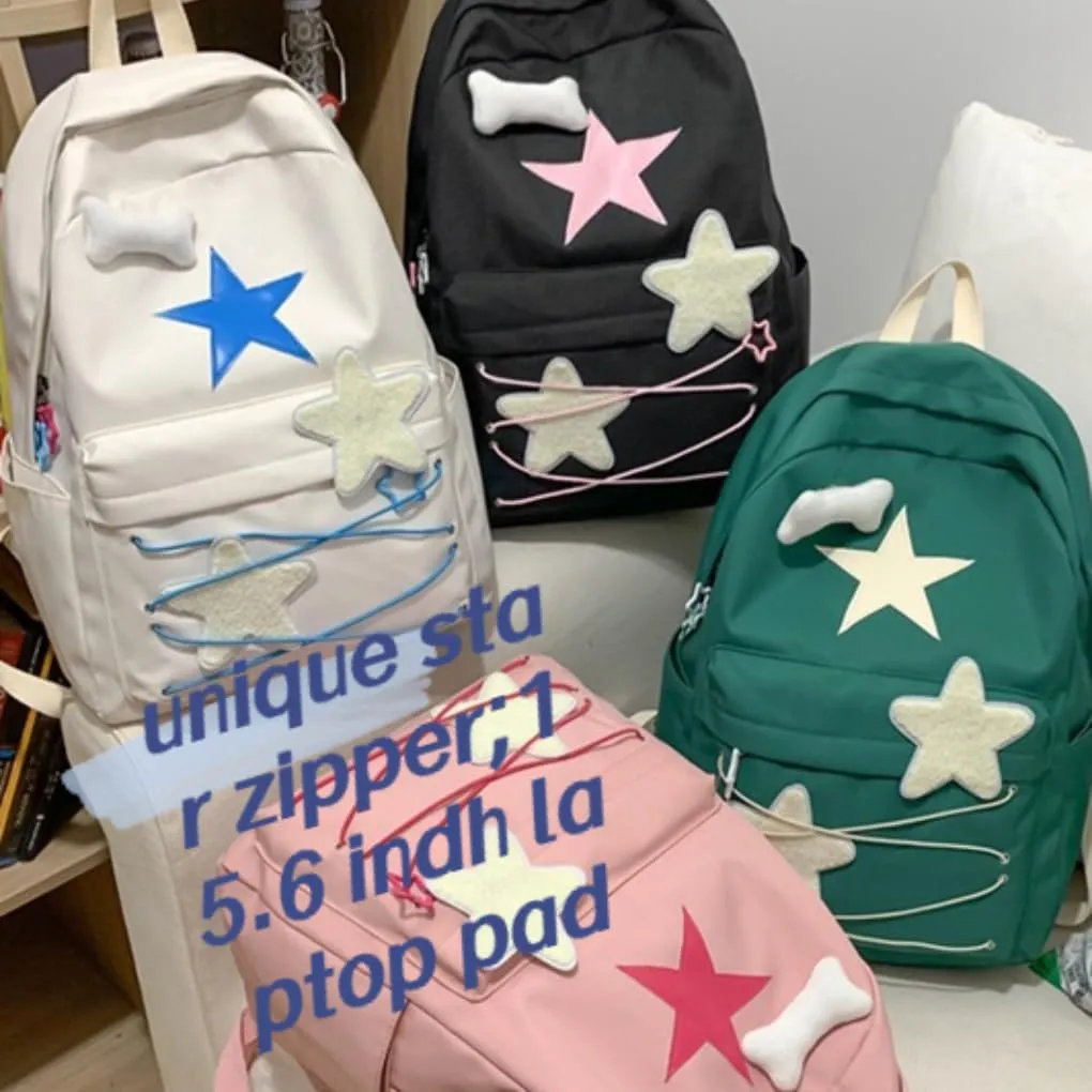 Y2K Backpack Star Backpack Preppy Backpack Cute Aesthetic Backpack Women College y2k Accessories (beige)