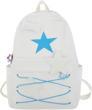 Y2K Backpack Star Backpack Preppy Backpack Cute Aesthetic Backpack Women College y2k Accessories (beige)