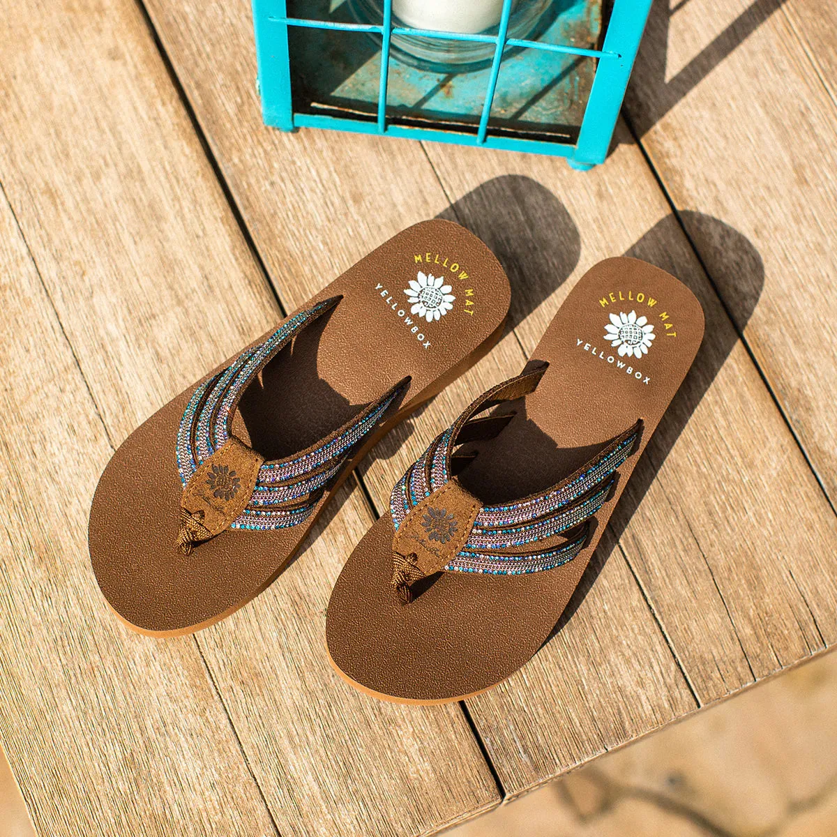 Yellow Box | Triple Strap Flip Flop Sandal | Chelsy - Blue Multi